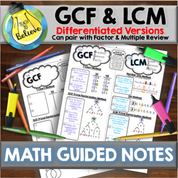 Preview of GCF and LCM - Guided Notes / Interactive Notebook