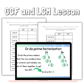 Preview of GCF and LCM Lesson | PowerPoint Presentation and Worksheets