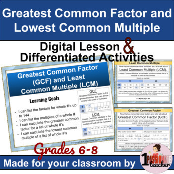 Preview of GCF and LCM | Lesson and Differentiated Activities