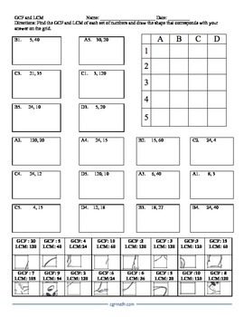 Preview of GCF and LCM Puzzle Activity Worksheet