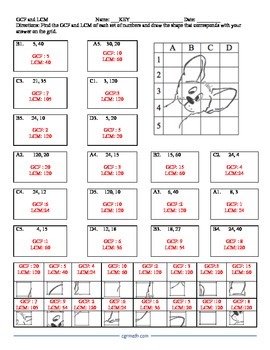 gcf and lcm puzzle activity worksheet by cgr educational consulting