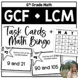 GCF and LCM Task Cards and Bingo for 6th Grade Math