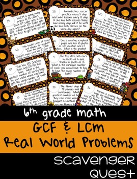 Preview of GCF and LCM Word Problems - Math Scavenger Quest