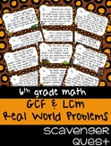 GCF and LCM Word Problems - Math Scavenger Quest