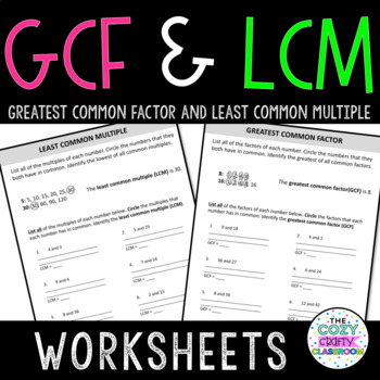 GCF and LCM Worksheets by The Cozy Crafty Classroom | TpT