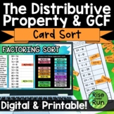 GCF and the Distributive Property Card Sort Printable & Digital