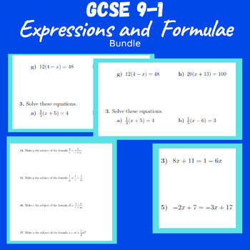 Preview of GCSE 9-1 Expressions and Formulae Bundle