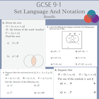 Preview of GCSE 9-1 Set Language And Notation Bundle