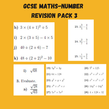 Preview of GCSE Maths-Number Revision Pack 3