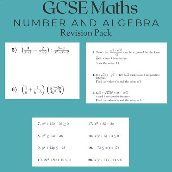 Preview of GCSE Maths-Number and Algebra Revision Pack