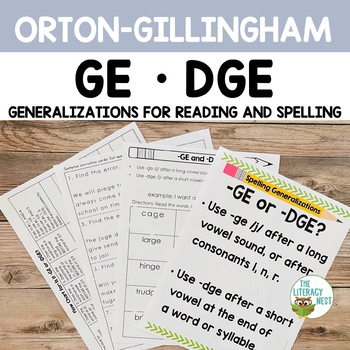 Preview of GE and DGE Spelling Rules  for Orton-Gillingham Lessons