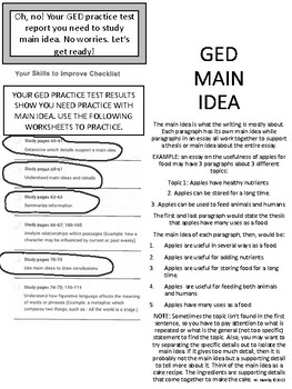 Preview of GED MAIN IDEA PREPARATION AND PRACTICE
