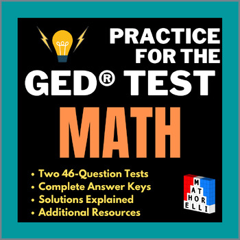 Preview of GED® Math - 2 Full-length Practice Tests w/ Completely Explained Answers & Keys