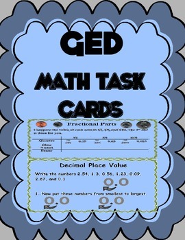 Preview of GED Math Task Cards