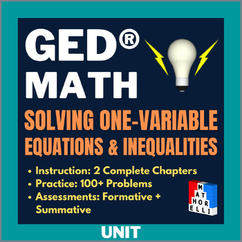 Preview of GED® Math Practice – Solving 1-Variable Equations and Inequalities Unit