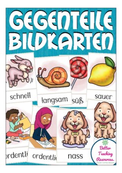 Preview of GEGENTEILE Deutsch Bildkarten (German flash cards opposites / antonyms)