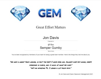 Preview of GEM Award Certificate