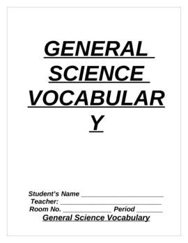 Preview of GENERAL SCIENCE VOCABULARY