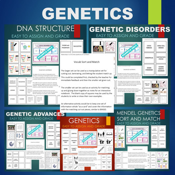 Preview of GENETICS Sort and Match STATIONS BUNDLE - Many Biology Life Science Topics