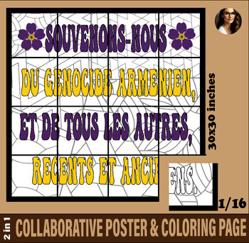 Preview of GENOCIDE ARMENIEN FLEUR COLORIAGE FRENCH COLLABORATIVE POSTER