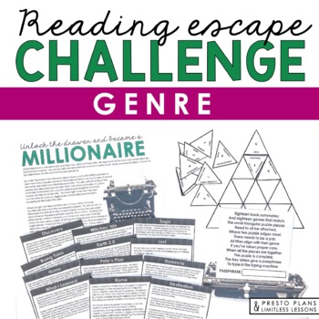 Preview of Genres Introduction Presentation & Escape Room Reading Activity Challenge