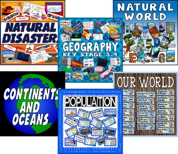 Preview of GEOGRAPHY, CONTINENTS OCEANS, NATURAL DISASTERS, POPULATION, EARTH