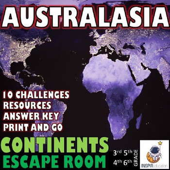 Preview of GEOGRAPHY: Continents - Australasia, Australia, New Zealand, 10 Challenges, Key
