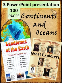 Preview of Continents and Oceans Landforms Great Explorers BUNDLE distance learning