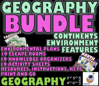 Preview of GEOGRAPHY MEGA BUNDLE: Plans, Escape Rooms, Knowledge Organizers, Activities