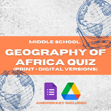 GEOGRAPHY OF AFRICA QUIZ (PRINT + DIGITAL VERSIONS)