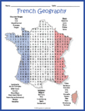 GEOGRAPHY OF FRANCE - French Word Search Puzzle Worksheet 