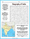 GEOGRAPHY OF INDIA Word Search Puzzle Worksheet Activity