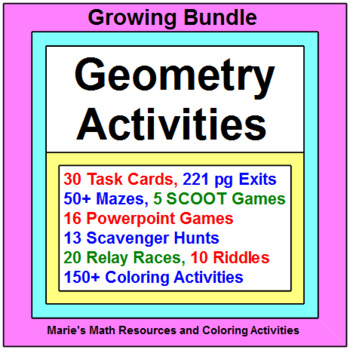 Preview of GEOMETRY: ACTIVITIES "GROWING" BUNDLE WITH 150+ COLORING ACTIVITIES