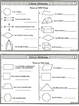 Preview of Geometry: Critical Attributes, Task Card and Poster (Printable)