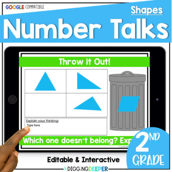 Preview of GEOMETRY Digital Number Talks Math Warm Ups Second Grade Distance Learning