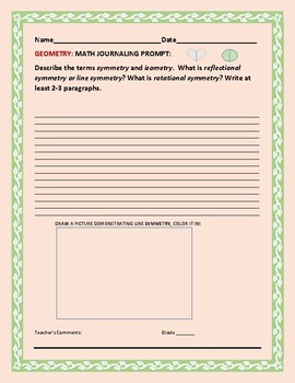 Preview of GEOMETRY MATH JOURNALING PROMPTS:BUNDLE OF 5