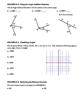 Preview of GEOMETRY - Notes Guide - 1.4 Angles and Their Measures