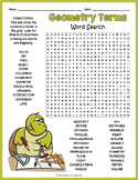 GEOMETRY TERMS Math Vocabulary Word Search - 3rd, 4th, 5th
