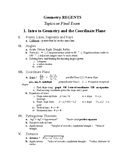 GEOMETRY - Topics on TEST (whole year) for Final Exam