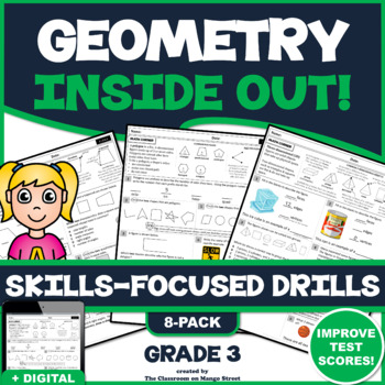 Preview of 3RD GRADE GEOMETRY (Polygons/Quadrilaterals/3D): 8 Skills-Boosting Worksheets