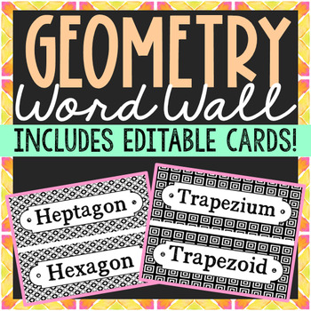 Preview of GEOMETRY Vocabulary Posters | Word Wall | Math Test Prep Review Activity