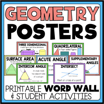 English geometric basic shapes vocabulary LARGE wall poster 