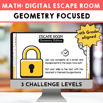 Preview of GEOMETRY [lines, shapes, angles] Activity: Escape Room Math Breakout Game