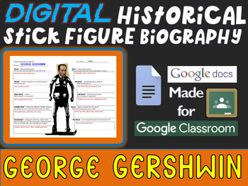Preview of GEORGE GERSHWIN Digital Historical Stick Figure Biography (MINI BIOS)