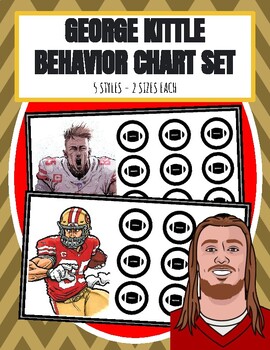 Preview of GEORGE KITTLE SET of 5 Behavior Charts SF 49ers Niners Football NFL