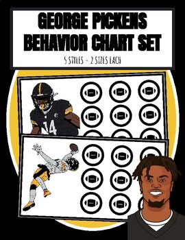 Preview of GEORGE PICKENS SET of 5 Behavior Charts PITTSBURGH STEELERS Football NFL