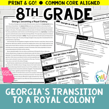Preview of GEORGIA AS A ROYAL COLONY Reading Passage and Comprehension (SS8H2,SS8H2d) GSE
