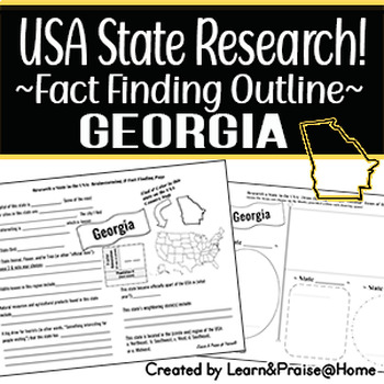 Preview of GEORGIA State Research Report: Brainstorm & Fact Page Outline | SOCIAL STUDIES