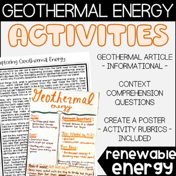 Preview of GEOTHERMAL ENERGY Activities | RENEWABLE ENERGY | Article, Poster Project & More