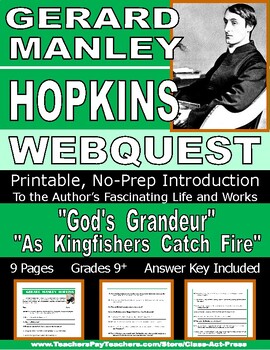 Preview of GERARD MANLEY HOPKINS Webquest: Printable Worksheets for the Famous English Poet